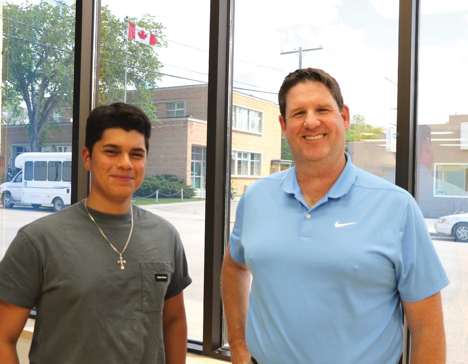 Youth councillor Victor Santos Cardoza and Moosomin town councillor Murray Gray. Victor was Moosomins first Youth Councillor and is now moving on as he is graduating.